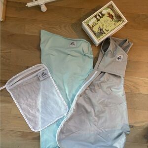 The Ollie World bundle - Gray “The Alohie” sleepsack and Blue “The Ollie”swaddle